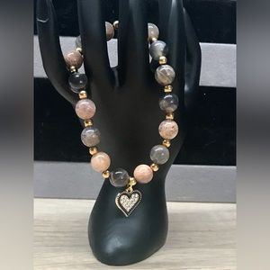 Black Sunstone Heart Bracelet